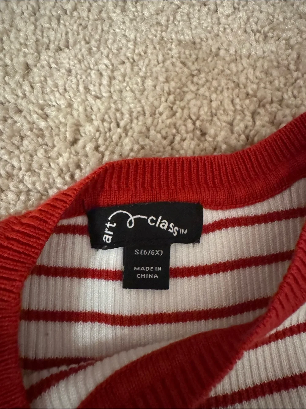art class Red & White Striped Knit Top